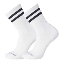 Smartwool SW001750001S 운동용 타겟 쿠션 스트라이프 크루 2팩 양말 블랙 S [관부가세 포함] 706039, Small, White-black