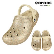 크록스 크록스 클래식 글리터 라인드 클로그 털신 205842-93S