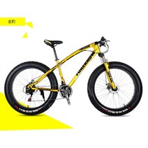 광폭타이어 팻바이크 산악자전거 MTB 오프로드 빅타이어, 21 단, 26인치, 골든(스포크 휠)