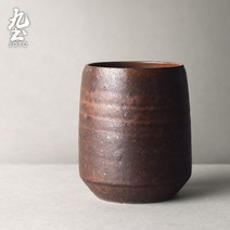 일본 석기 차 컵 물 컵 수제 복고풍 마스터 컵 홈 젠 티 컵 레스토랑 요리 사용자 정의 컵, NONE, 색상 분류: 태비 브라운