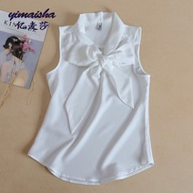 빅사이즈 리본 장식 리본 블라우스 민소매 셔츠 블라우스