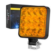 지게차 라이트 방수 Led 작업등 바 12V-24V 사각 스포트라이트 48W 트럭 오프로드 야간 운전등 suv, 02 Yellow 1 Pcs