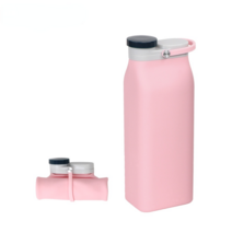 접이식 우유병 실리콘 주전자 휴대용 컵, 분홍색, 600ml