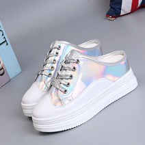 여성 하이탑 스니커즈 캔버스 운동화 키높이 부츠 레이스업 벨크로 통굽 키높이 여자스니커즈 인박카017