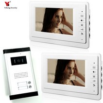 빌라 현관 인터폰 아파트 호환 주택 Yobang Security freeship 2 아파트/가족 비디오 도어 전화 인터콤 시스템 1 초인종 카메라 버튼 2Monitor 방수, A KIT