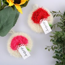 핸드메이드 카네이션 손뜨개 수세미 어린이집 스승의날 어버이날 단체선물 졸업선물, RED, 개별포장