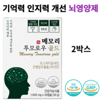 기억력 인지력개선을 위한 뇌건강 영양제 메모리 투모로우 골드 리뉴얼제품 이시형박사 포스파티딜세린 최대함량 은행잎 추출잎, 2박스