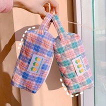 튤립 스트랩 사각 중학생 필통 고등학생 대학생 큰필통 천 필통 파우치, 블루