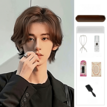 남자 통가발 자연스러운 패션 전체 볼륨 가르마 남성, 쿨브라운+5종세트