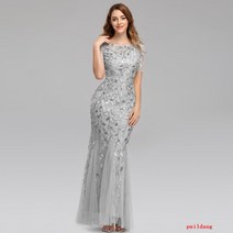 봄/여름 연회 호스트 슬림 메쉬 스팽글 이브닝 드레스 생선 꼬리 드레스 여성