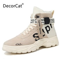 남성 하이킹 부츠 겨울 모피 눈 발목 신발 미끄럼 방지 따뜻한 트레킹 사냥 야외 산 신발