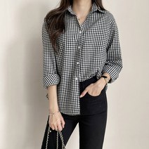 마이시즌 여성용 스칼리 피치 체크 셔츠
