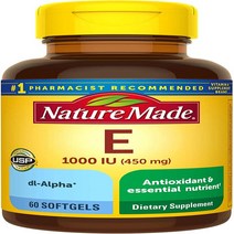 Nature Made Vitamin E 450 mg (1000 IU) dl-Alpha Softgels 60 Count for Antioxidant Support, 1, 상세참조