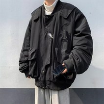 블랙야상점퍼 아메카지스타일 VIBE 언발 비행복 재킷 디자인감각 모터 무드 와이드 루즈핏 카고 코트 남자 4993303384