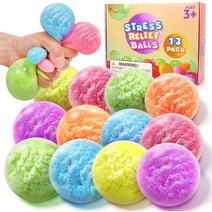 스퀴즈 도우 스트레스 볼 12팩 - 아동용 불안 완화를 위한 스퀴시 스트레스 볼 부드럽고 신축성 있는 피젯, 한개옵션0