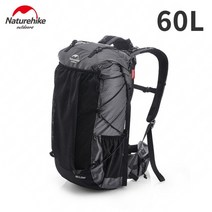 등산 가방 Naturehike 야외 대용량 여행 하이킹 캠핑 60 + 5l 경량 록 시리즈 하이킹 배낭 백팩 더플백 힙색 미니 bpl 디백, 협력사, 60 검정 5L 추가