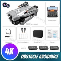 입문용 촬영용 미니 드론 새로운 Z908 프로 드론 와이파이 FPV 미니 4K HD 전문 듀얼 카메라 3 면 장애물, 09 Gray 4K 3B