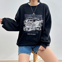 걸즈팩토리 여성용 어타운그림 맨투맨티셔츠