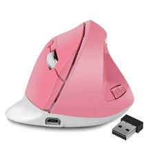 RUN 기술 버티컬 무선마우스 인체공학 손목보호, 핑크