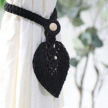인테리어 소품 커튼 집게 장식 Tieback 수제 잎 홈 Holdback 후크 홀더 코튼 Boho rame 거실 창, Black Wood Bead, Black Wood Bead