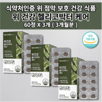 위 건강 기능 저하 위에좋은 속 쓰림 메스꺼움 식도 역류 질환 통증 기능성 위장 장애 소화 불량 위산 과다 위벽 보호 위점막 보호제 양배추 헬리코박터균 영양제 위건강엔1개월 60정, 3개