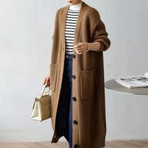 HXT 봄가을 여성 롱 니트 가디건 무지 골지 오버핏 빅사이즈 긴팔 아우터 M~8XL 3컬러
