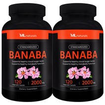 2병 [미국번개배송] 착한명품 신제품 마이라이프 내추럴스 표준화된 바나바 2000mg (코로솔산 2mg) 120정 (8개월)