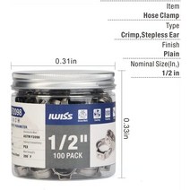 IWISS 12 인치 PEX 스테인레스 스틸 클램프 신치 링 크림프 핀치 피팅 Tools-100pcs 포장, 01 라이트 블루, 01 라이트 블루