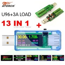 usb tester 13 in 1 dc digital voltmeter amperimetro voltage current volt meter 전류계 검출기 power bank 충전, 1xblue u96 로드 추가