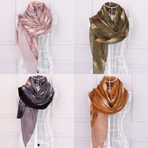 (앙상블) 오크배색 면 나염 롱 스카프 머플러 중년