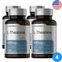 엘 테아닌 긴장 수면 양질 스트레스 집중력 뇌 효능 400 mg 120 캡슐 4병, 120캡슐