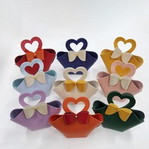 가죽 구디백 어린이집 유치원 양말 선물 답례품 하트 포장 가방(L), 레드