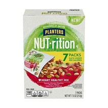 PLANTERS NUT-rition Heart Healthy Mix with Walnuts 7.5oz Box (개별 파우치 7개 포함) - 이동 중 식 직장 식 학교 식 적인 생활, 심장 건강 믹스