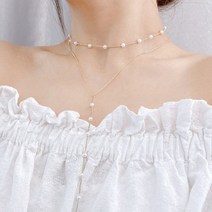 화이트베리 Y 진주 롱목걸이