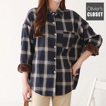 올리비에스클로젯 인조양털 안감 오버핏 체크 셔츠 O2211BL612D
