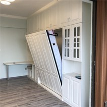 원룸 좁은방 슈퍼싱글 더블 원목 움직이는 접이식벽침대 붙박이침대 저상형침대, 1.5m 전용 매트리스