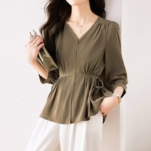 무드무드 / 마론디 셔링 리본끈 블라우스
