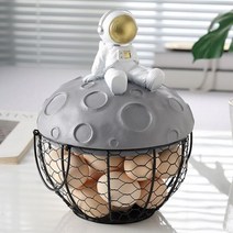 암탉 저장 바구니 철 바구니 계란 바구니 주방 야채 과일 장식 크리에이티브 수지 플랫폼 중공 저장 바구니 주방 악세서리 수납, Astronaut