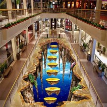 Beibeang-침실 욕실 장식 3D 벽지 푸른 하늘과 흰 구름 사다리 바닥 미끄럼 방지 방수 3d, 한개옵션0