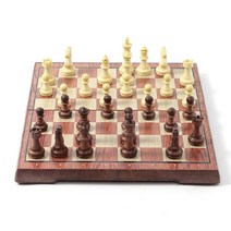 접어서 보관하는 체스판 자석말 31.5X27CM 밤색 두뇌게임 보드게임 마인드스포츠 접이식 집중력