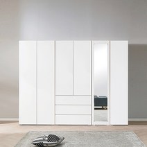 스칸디무드 커스트 터치 원룸 미니 3단서랍 전신거울 2400 옷장세트, 차콜그레이