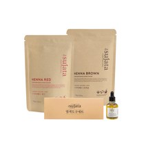 유기농 헤나 염색 수자타 헤나 100g 새치 저자극 염색약, 레드+브라운, 2개입