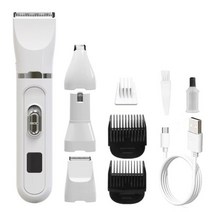 애견 미용기 이발기 전문 애완동물 헤어 트리머 개 고양이 클리퍼 4 In 1 LCD 디스플레이 손질 미용사, 5.5mm, white