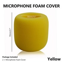 아이돌 마이크 2pcs 커버 프로텍터 교체 헤드셋 핸드 헬드 폼 커버 앞 유리 앞 유리 스폰지 커버, 노란 색
