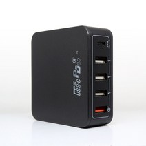 유엠투 60W 5포트 PPS 고속 멀티충전기 QC30Cnew, 블랙, 1개