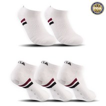 PGA 남성 골프 양말 스포츠 기능성 압박 넌슬립 쿠션 패드 스니커즈 5족 세트, PGA 넌슬립 스니커즈 화이트 5개