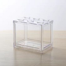 무환수 어항 자반 수조 금붕어 애완용 거북이 2자 3자 4자 자동 청소 30큐브 광폭 미니 물고기 탱크 양동이 물고기 테이블 작은 아크릴 플라스틱 수족관 풍경 해파리 새우 생태, 12x8x10.5cm, 빛 없이