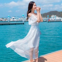 리아 화이트비치 드레스 휴양지나시 휴가 실크원피스