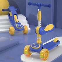 시크라이프 어린이 접이식 발광 킥보드 씽씽카, 블루