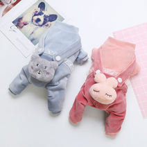 냐냐큐티 강아지옷 골덴멜빵 올인원 애견의류 털옷 명품 고급 등이긴, 골덴멜빵 올인원(핑크)